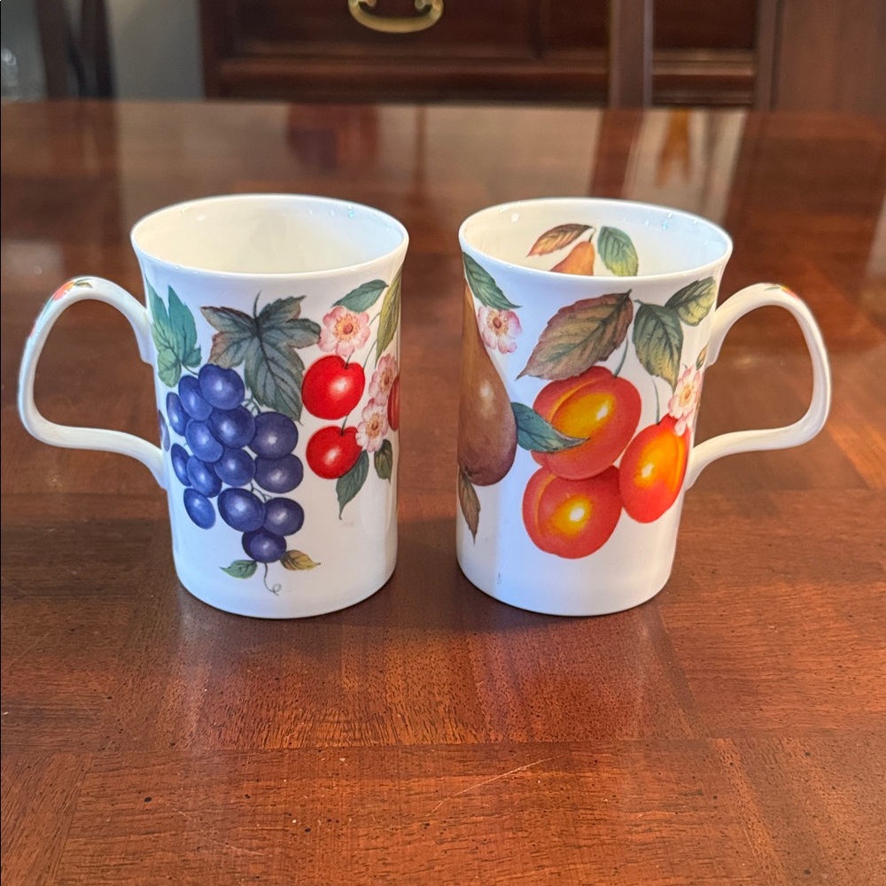 Roy Kirkham Malvern Fruit Fine Bone China England 10oz. Mugs Set Of 2